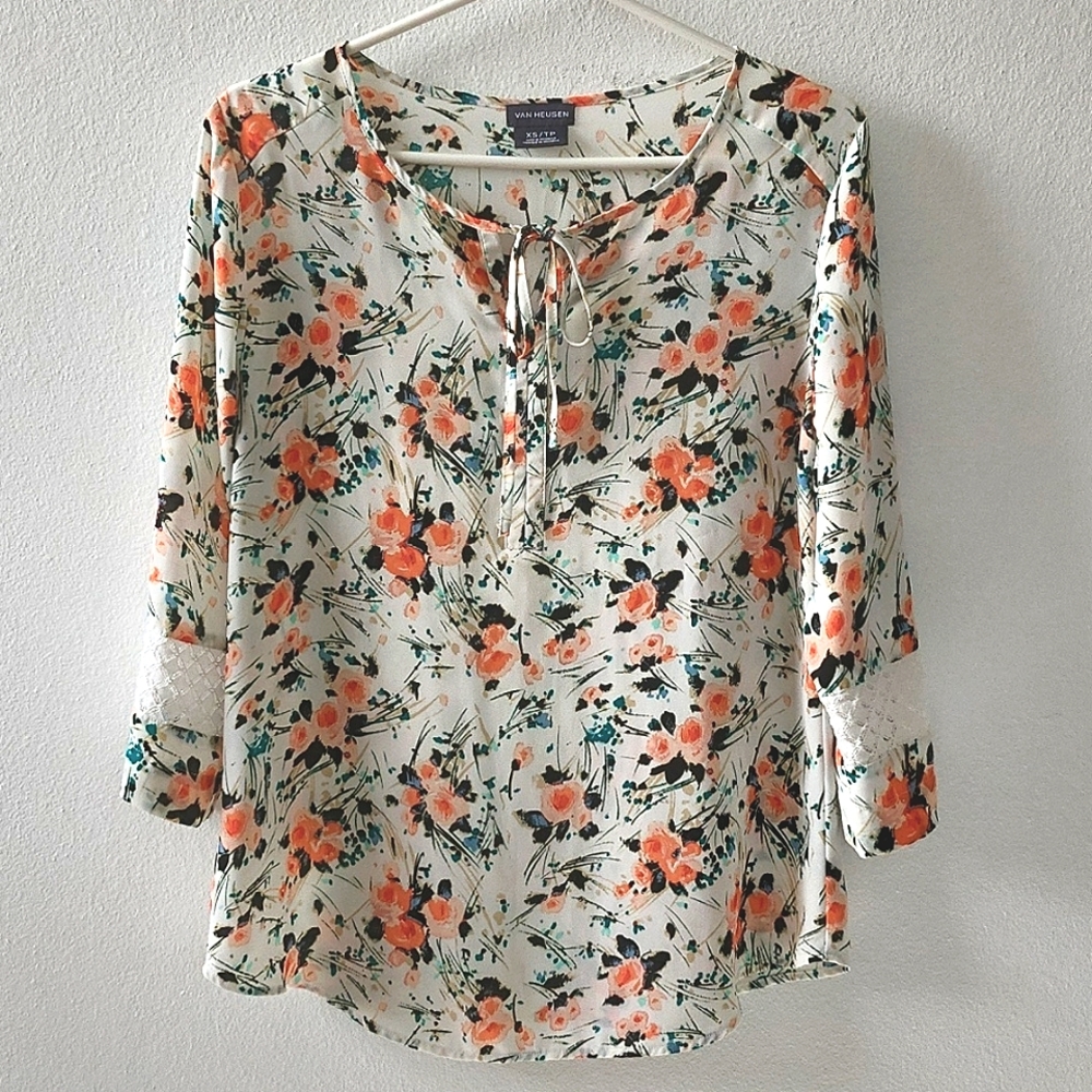 Van Heusen Women Blouse Floral Size XS